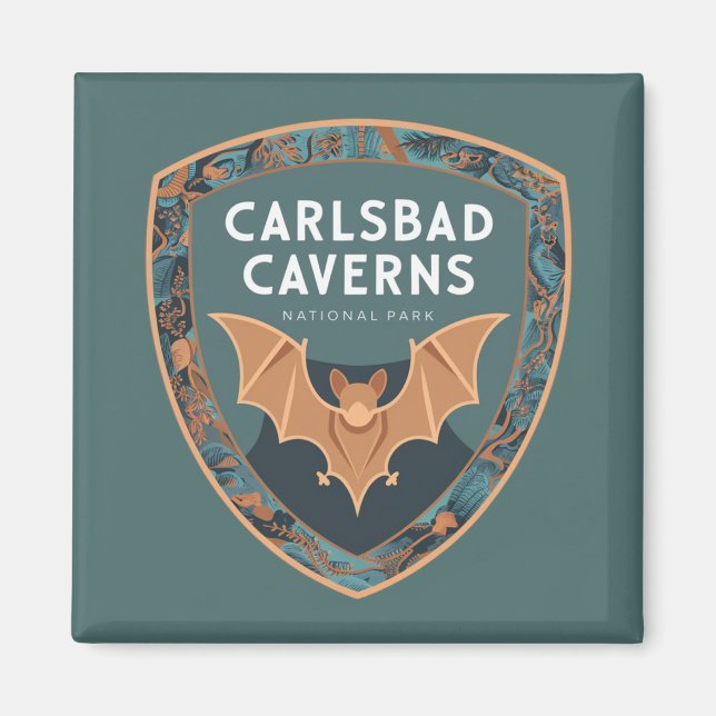 Carlsbad Caverns US National Park Bat Emblem Magnet (Vorne)