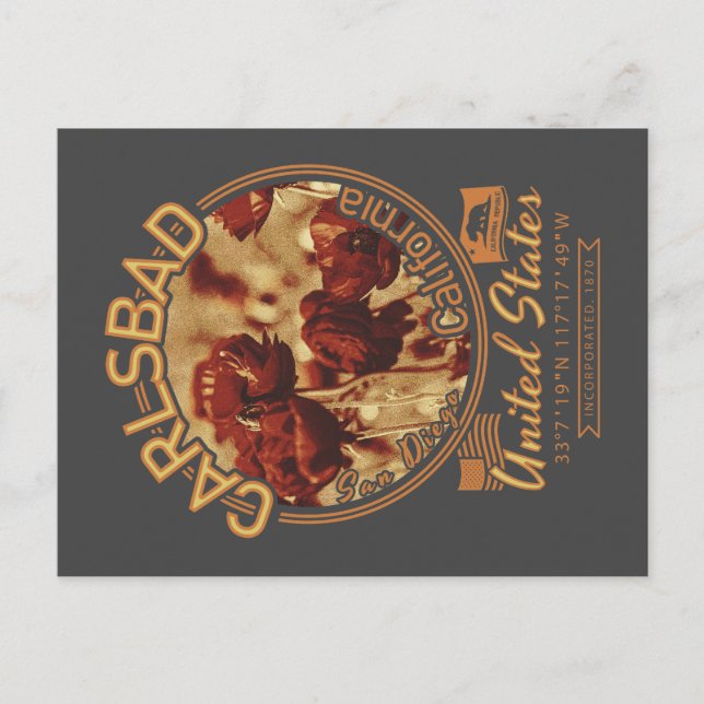 CARLSBAD KALIFORNIEN - CARLSBAD BLUME POSTKARTE (Vorderseite)