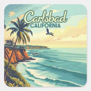 Carlsbad Kalifornien San Diego Beach Vintage Quadratischer Aufkleber