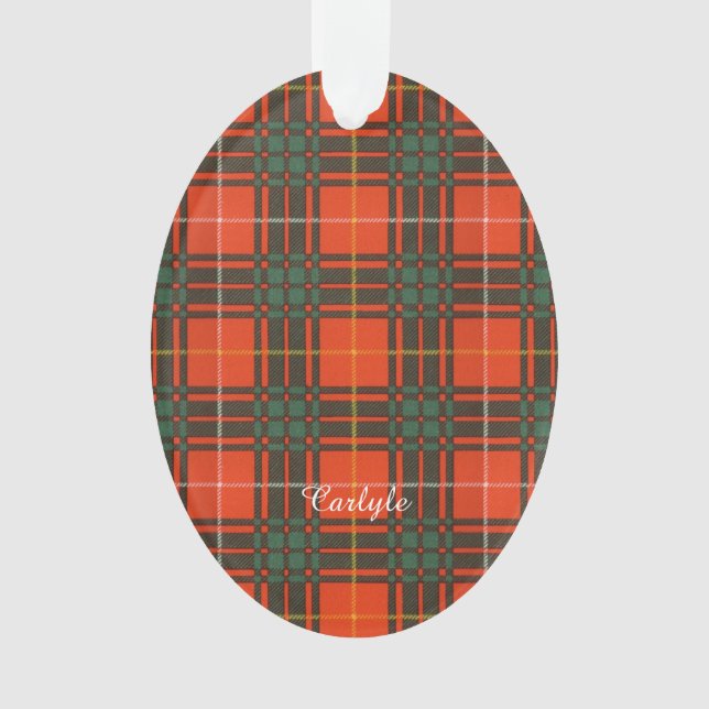 Carlyle Clan karierter schottischer Kilt Tartan Ornament (Vorderseite)