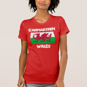 Carmarthen, Wales mit walisischer Flagge T-Shirt