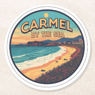 Carmel am Meer Strand Kalifornien Pazifikküste Runder Pappuntersetzer