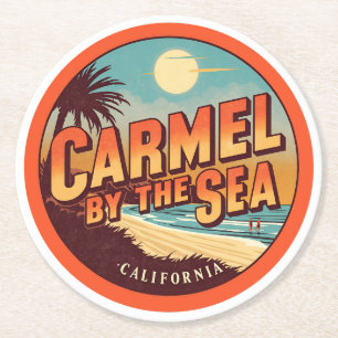 Carmel am Meer Strand Kalifornien Pazifikküste Runder Pappuntersetzer