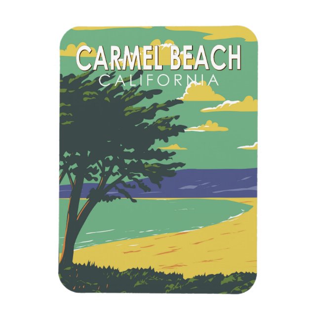 Carmel Beach California Art Vintag Magnet (Vertikal)