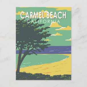 Carmel Beach Kalifornien Reise Kunst Vintage Postkarte