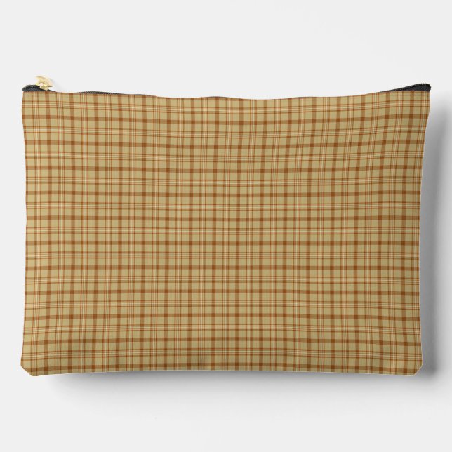 Carmel Brown Plaid Classic Pattern Retro Zubehörtasche (Vorderseite)