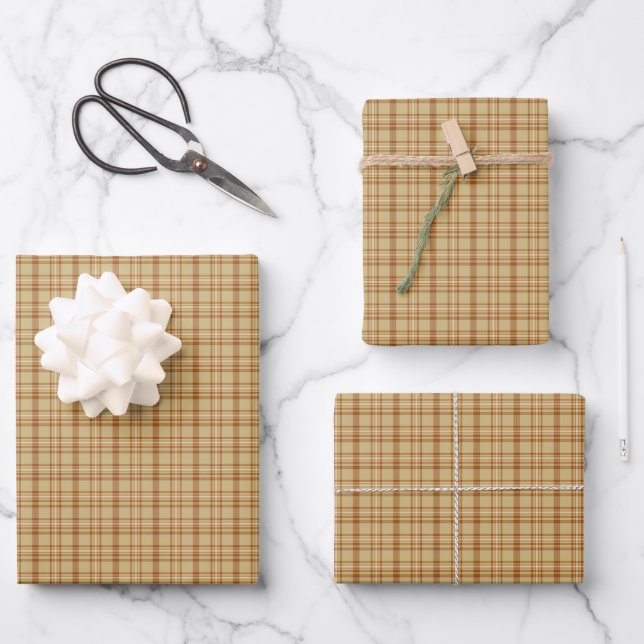 Carmel Burgundy Plaid Classic Pattern Geschenkpapier Set (Vorderseite)