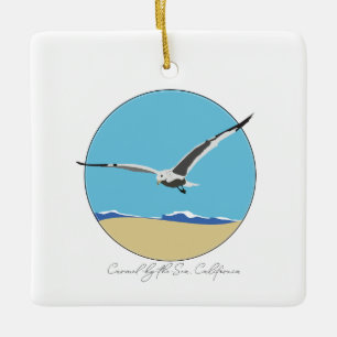 Carmel by Sea California Sea Gull over Beach Keramikornament