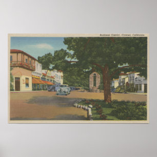 Carmel, CA - Geschäftsgebiet-Ansicht des Poster