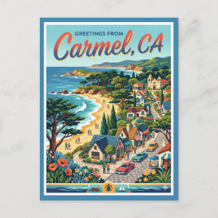 Carmel CA Grüße Retro Küstenkalifornien Postkarte