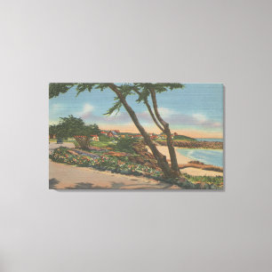 Carmel, CA - Häuser entlang der Ufer-Ansicht Leinwanddruck