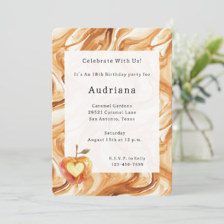 Carmel Cream Heart Apple Caramel Birthday  Einladung