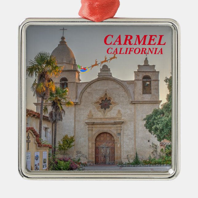 Carmel Premium Christmas Square Ornament Aus Metall (Vorne)