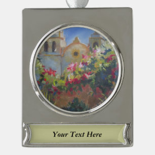 Carmel Spanish Mission California Garden Banner-Ornament Silber