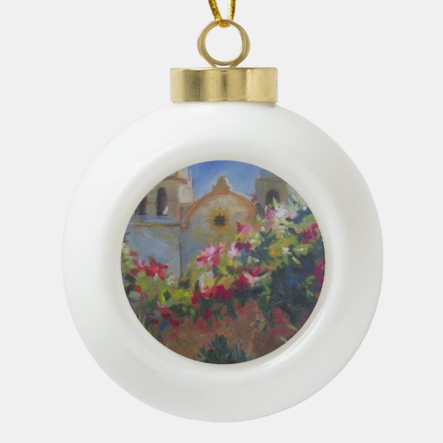 Carmel Spanish Mission California Garden Keramik Kugel-Ornament (Vorderseite)