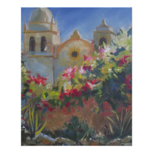Carmel Spanish Mission California Garden Poster