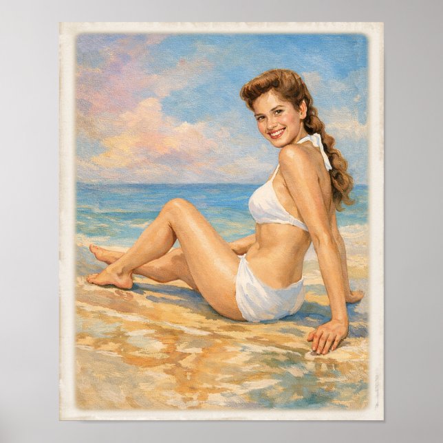 Carmen am Strand Pin Up Poster (Vorne)