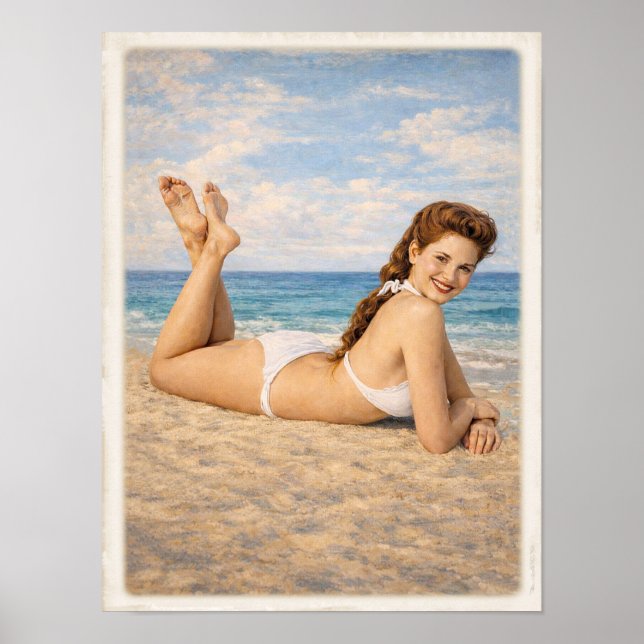 Carmen at the Beach 1950 Pin Up Poster (Vorne)