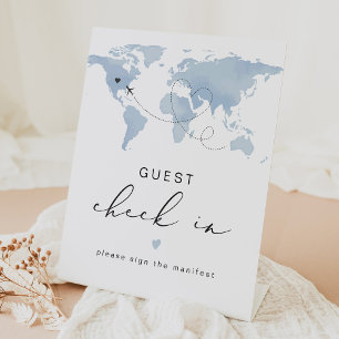 CARMEN Blue Travel Themed Guest Karo in Sockelschild