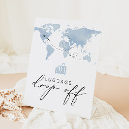 CARMEN Blue Travel Themed Luggage Drop Off Sockelschild