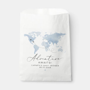 CARMEN Dusty Blue Map Adventure Baby Shower Geschenktütchen