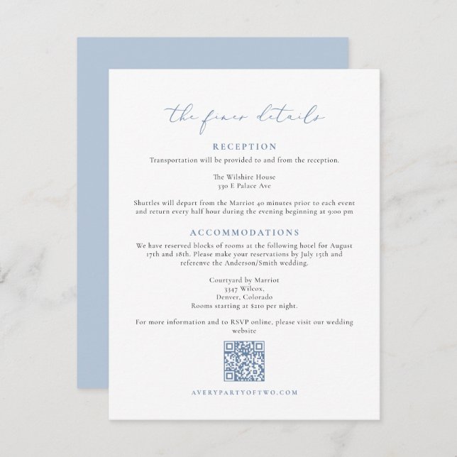 CARMEN Dusty Blue Wedding the Finer Details Card Einladung (Vorne/Hinten)