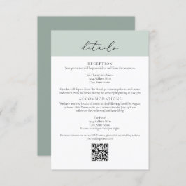 CARMEN Green Passport Style Wedding QR Detail Card Einladung