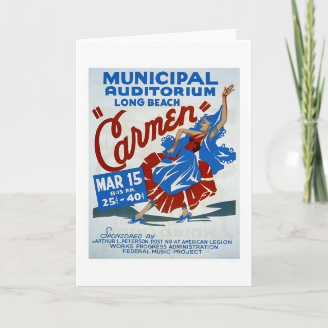 Carmen Long Beach 1938 WPA Karte (Vorderseite)