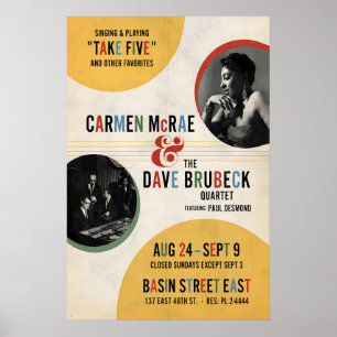 Carmen McRae - Dave Brubeck - Paul Desmond Jazz Poster