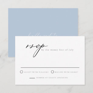 CARMEN Minimalistisches Script Dusty Blue RSVP Car Einladung