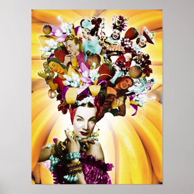 Carmen Miranda Portrait Collage Poster (Vorne)
