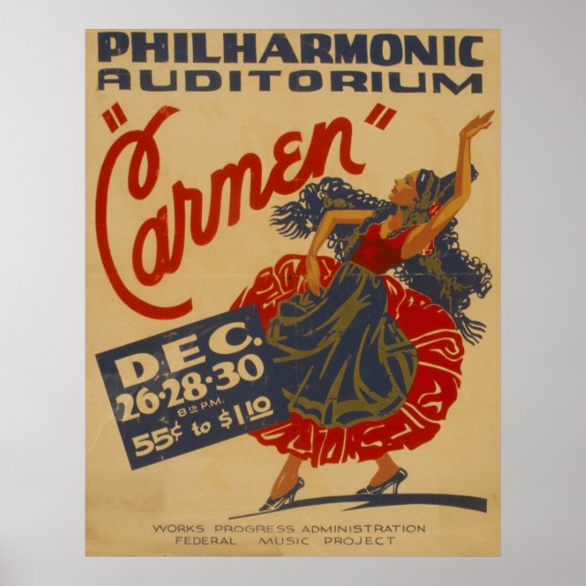 Carmen Opera Vintag Theater WPA Poster (Vorne)