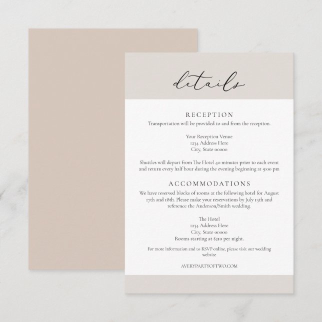 CARMEN Passport Style Wedding Details Card Einladung (Vorne/Hinten)