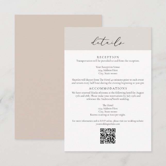 CARMEN Passport Style Wedding QR Details Card Einladung (Vorne/Hinten)