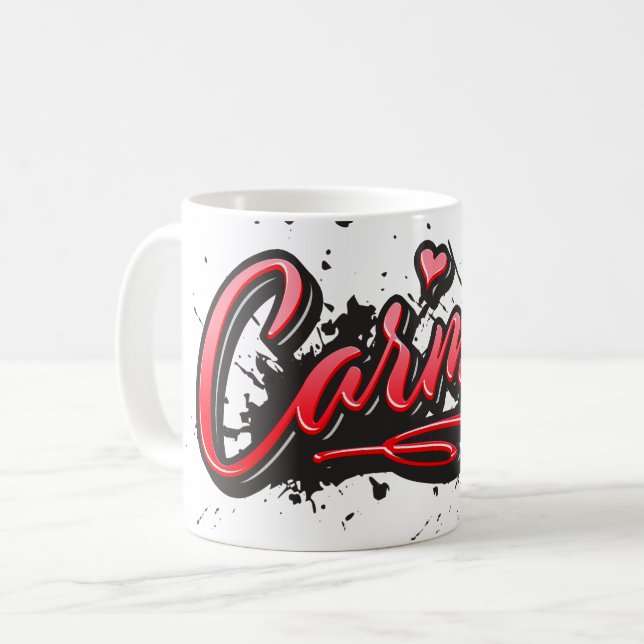 Carmen red Heart Graffiti Tasse Kaffeetasse (Vorderseite Links)