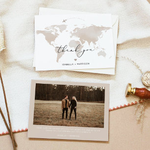 CARMEN Reiseabenteuer Beige Map Foto Vielen Dank  Einladung