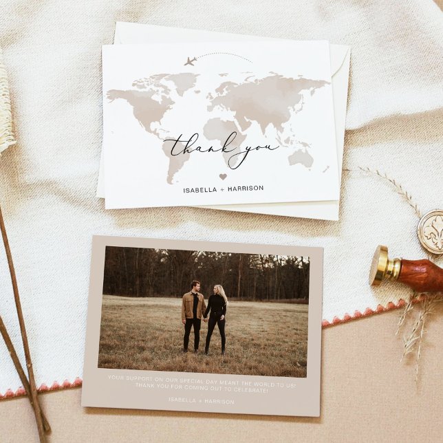 CARMEN Reiseabenteuer Beige Map Foto Vielen Dank Einladung (Von Creator hochgeladen)