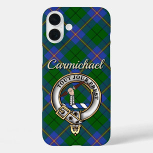 Carmichael Clan Abzeichen & Tartan Personalisiert iPhone 16 Plus Hülle
