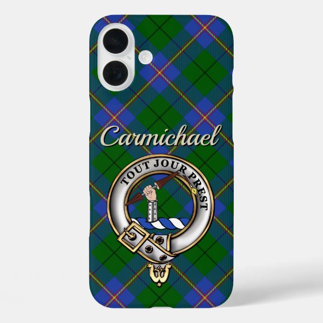 Carmichael Clan Abzeichen & Tartan Personalisiert Case-Mate iPhone Hülle (Rückseite)