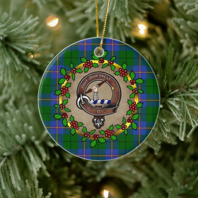 Carmichael Clan Abzeichen & Tartan Personalisiert  Keramik Ornament (Baum)