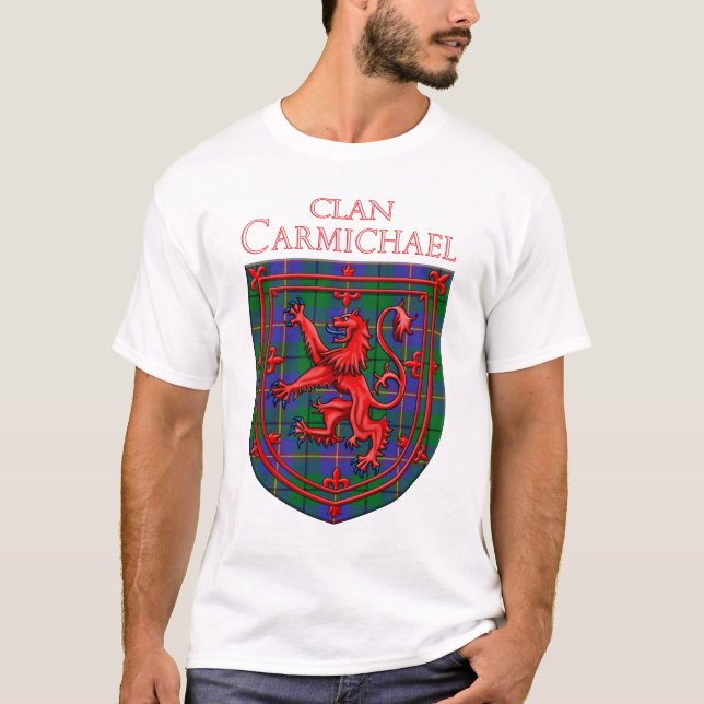 Carmichael Tartan Scottish Kariert Lion Rampant T-Shirt (Vorderseite)