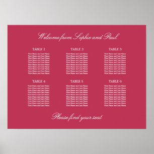 Carmine Magenta 6 Tischkarten Poster