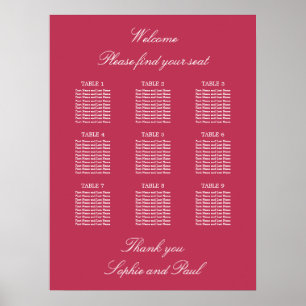 Carmine Magenta 9 Tisch Sitzordnung Poster