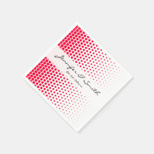 Carmine Red Polka Dot Modern White Serviette