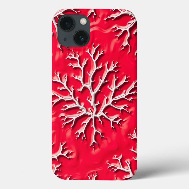 Carmine Red Tree Texture iPhone Case (Rückseite)