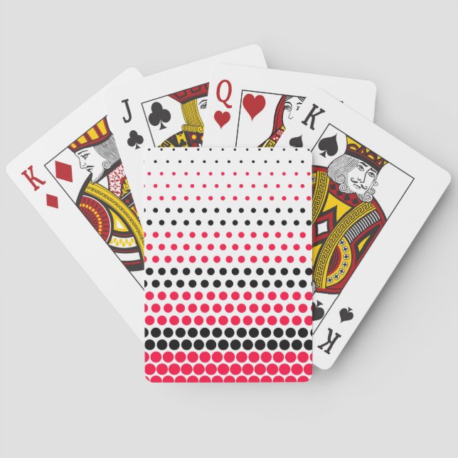 Carmine Red und Black Polka Dot Spielkarten (Rückseite)