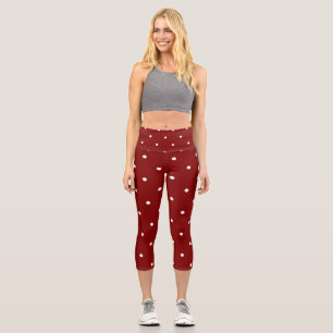 Carmine Rote und weiße Punkte Capri Leggings