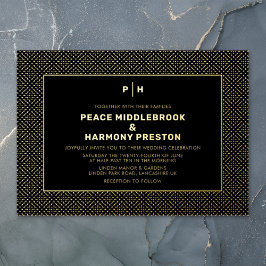 Carnaby Confetti Gold Black Wedding Folieneinladung