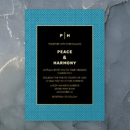 Carnaby Confetti Gold Blue Black Wedding Folieneinladung