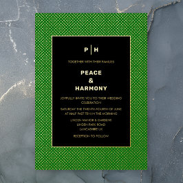 Carnaby Confetti Gold Green Black Wedding Folieneinladung